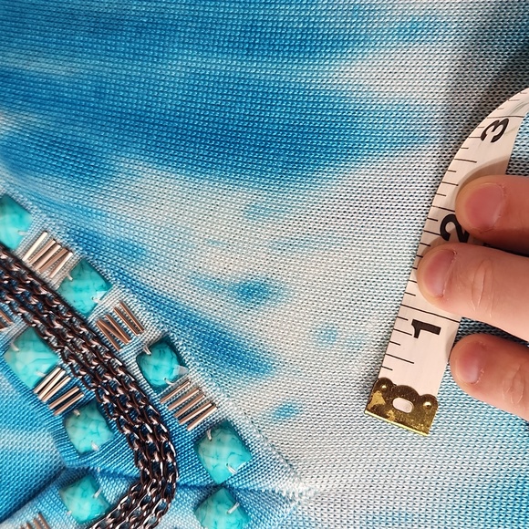 $5☃️Belldini Boho Turquoise, White, Gray Tie Dye Small Sleeveless Tunic - Picture 12 of 12